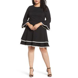Eliza J Bell Sleeve Tiered Fit & Flare Dress size 16W